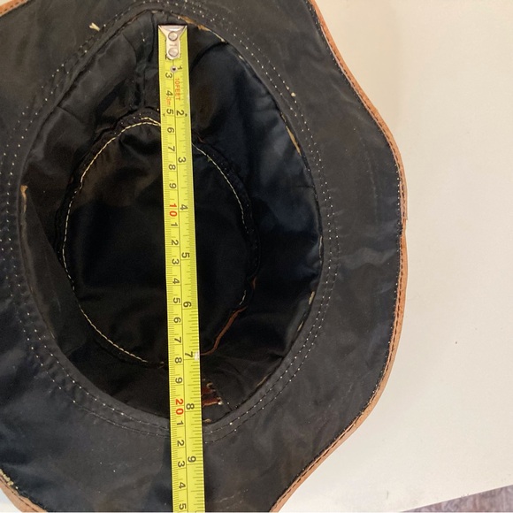 Unique Leather Gambler Hat with Elephant Embossing and Lacing - Picture 10 of 11